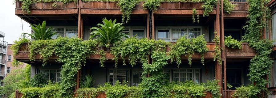 Disegno architettonico di un parco verticale con piante